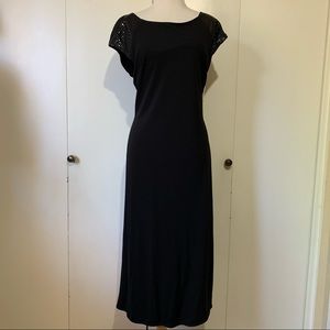 Anne Klein Black Midi Embellished Sleeve Dress